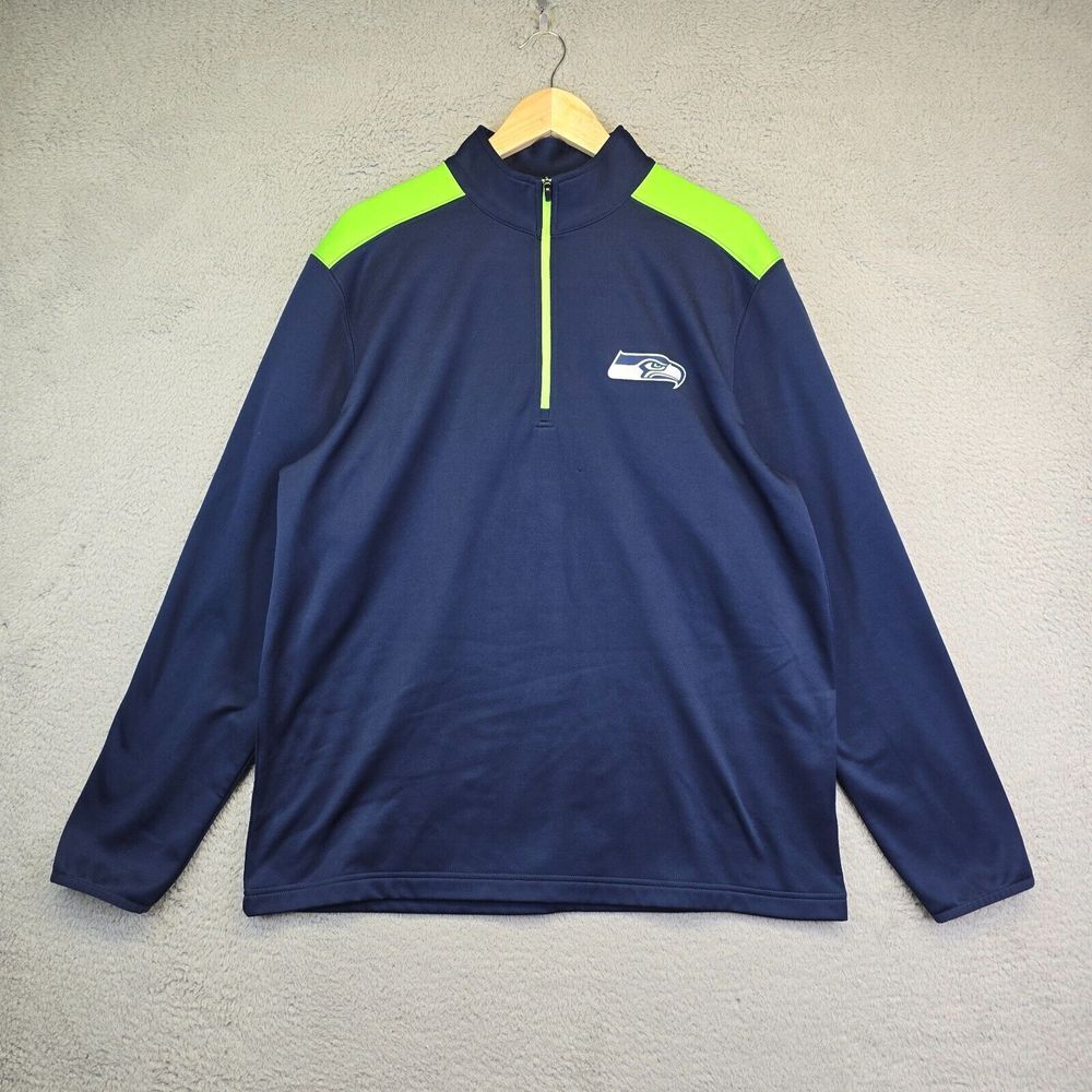 Seattle Seahawks Jacket Men L Blue Green Microsoft Full Zip Coat Water Resistant